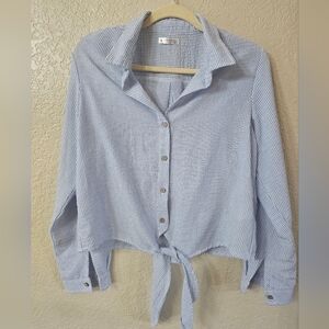 Ci Sono Blue Striped Button Down Shirt